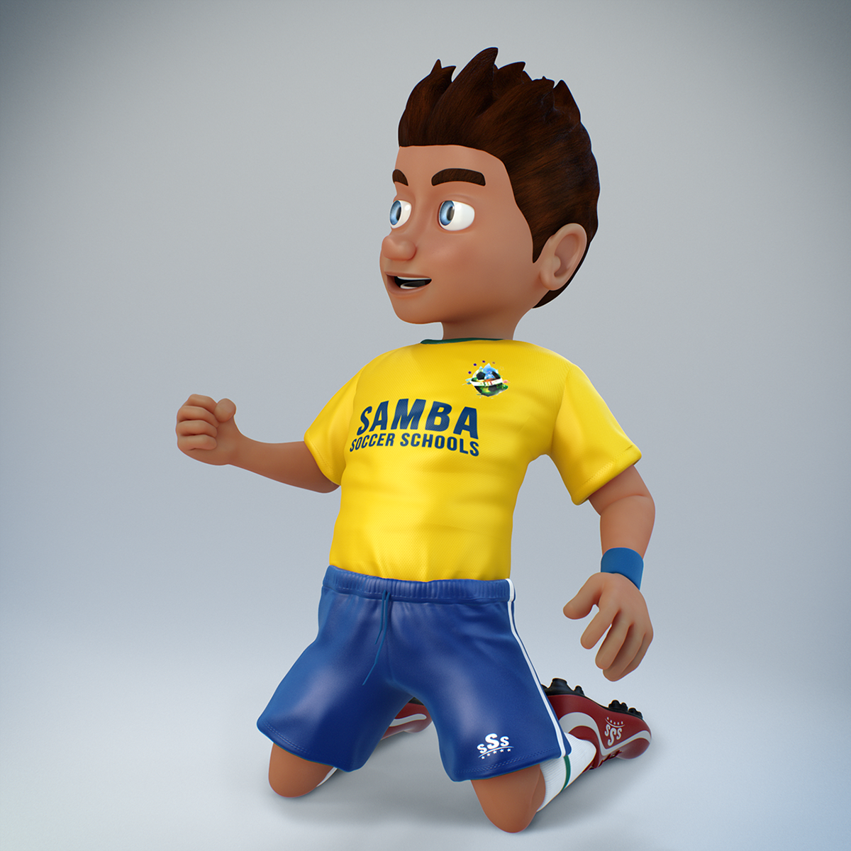 3D Character  cg character  3D Modeling 3d artist soccer player 3D Soccer 3d sports 3d football 3D cartoon cartoony character 3D cartoon character samba soccer schools enzo