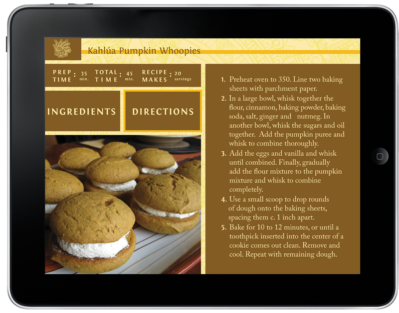 Kahlua cookbook recipe publication Coasters iPad app book