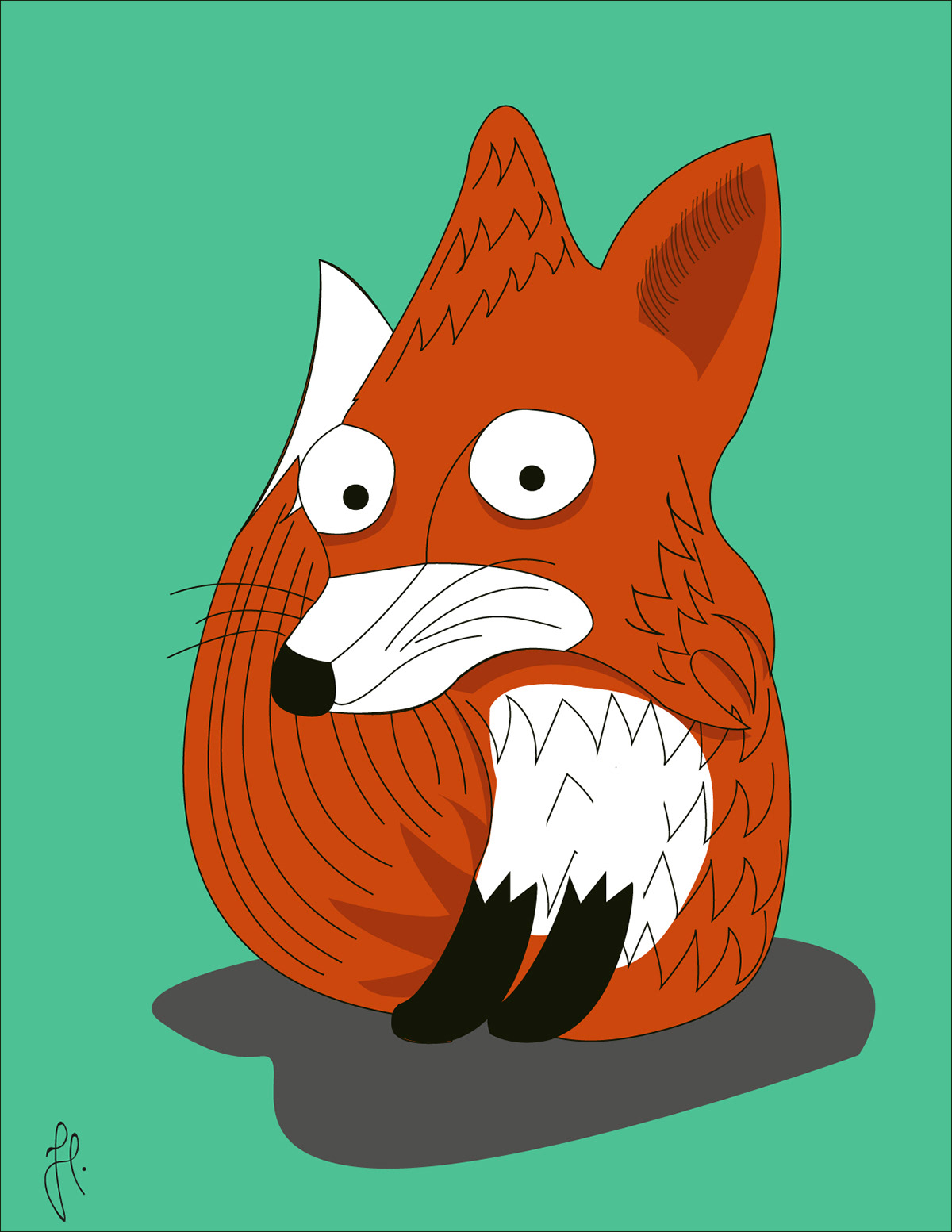 FOX red minimalist details cartoon kaelehem