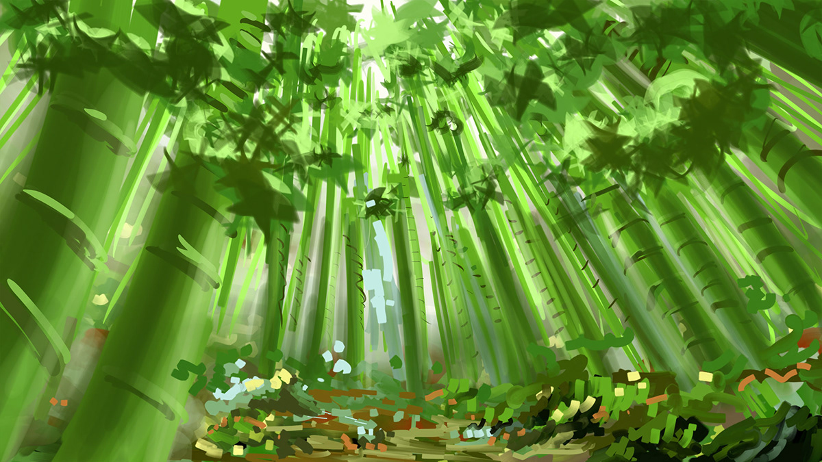 Landscape environment scenery speedpaint concept art forest green bamboo china woods
