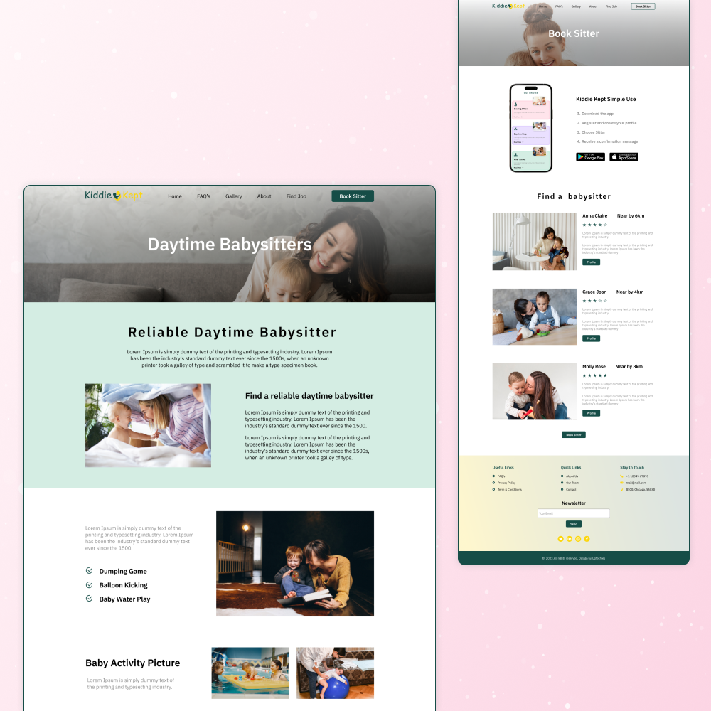 babysitter babysitter website Babysitters Figma landing page UI/UX UX design Web Website Design