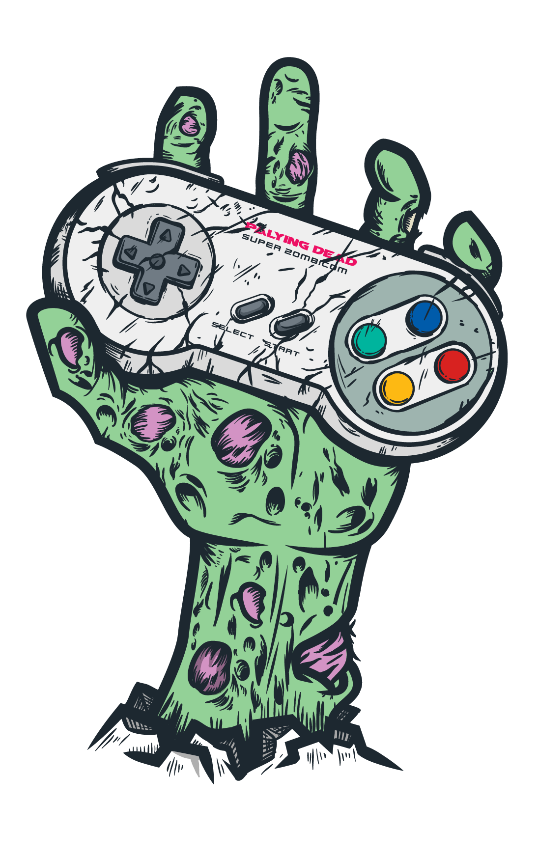 zombie gamepad Nintendo Retro Gamer ILLUSTRATION  teeshirt design