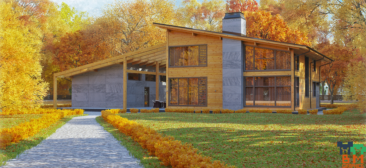 3ds max visualization 3d render house facade finland corona visual