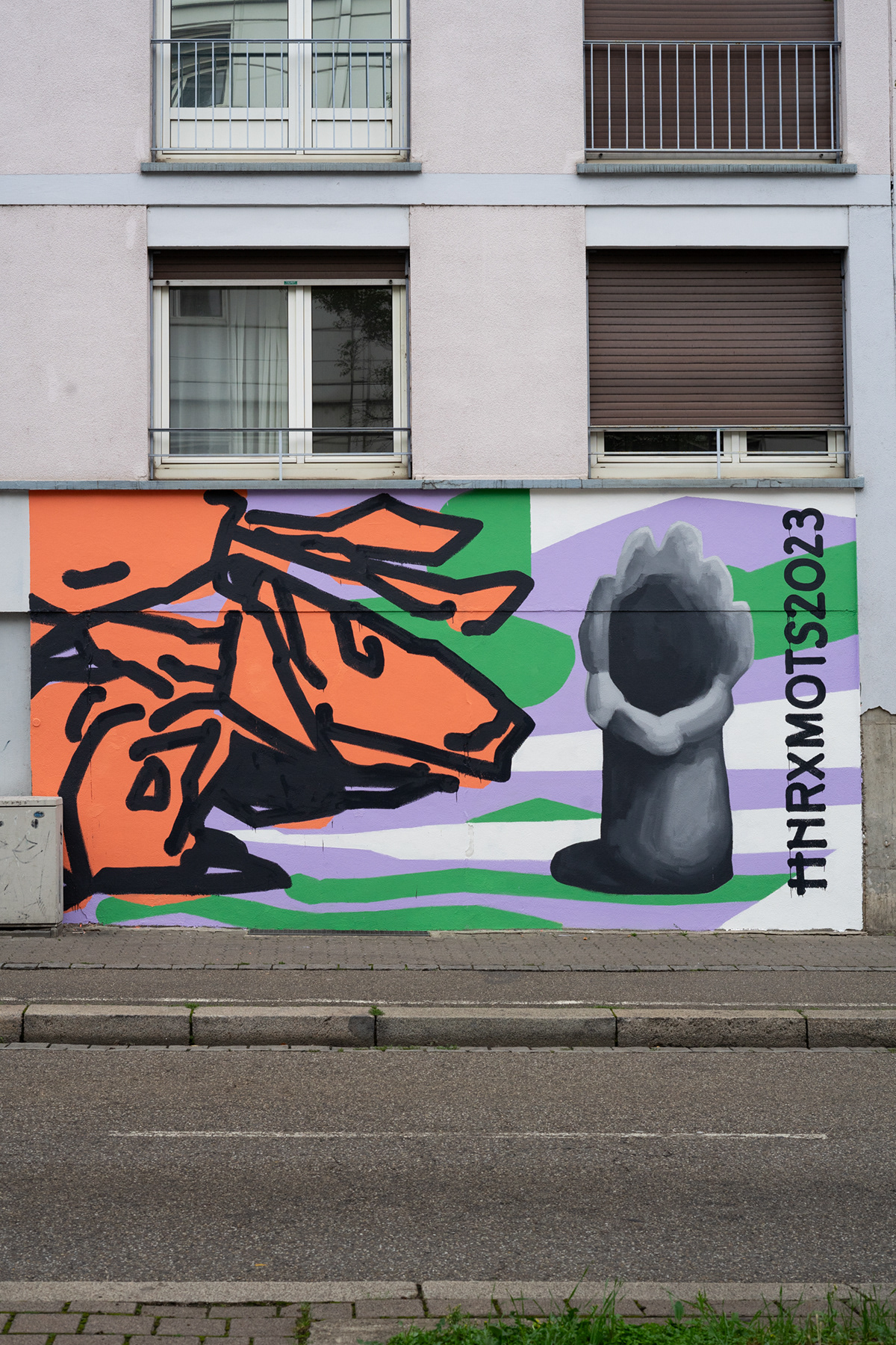Mural strasbourg surreal abstract painting Muralism Mots public art wall painting