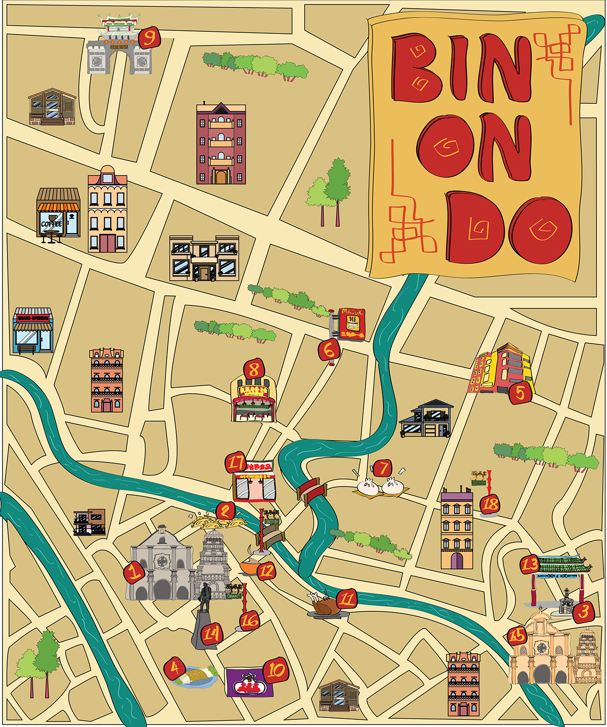 Fun Map philippines binondo Manila Illustrator