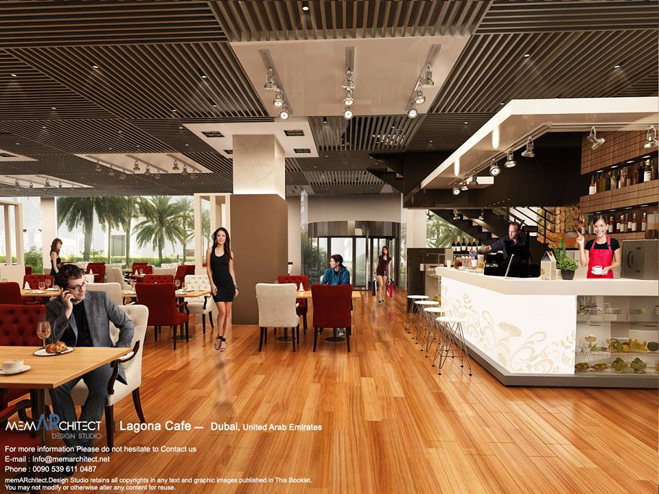 memARchitect design Interior cafe restaurant dubai modern rendering