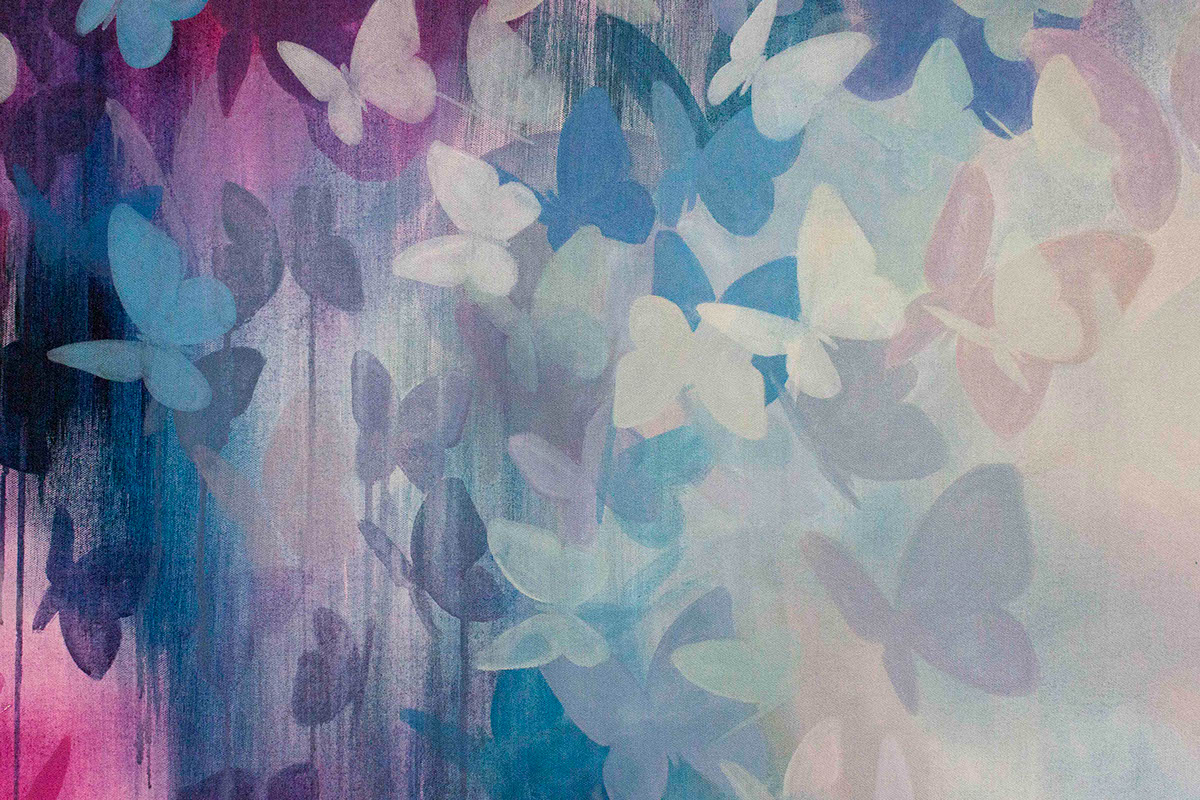 acrylic oil paint butterflies woman Nature