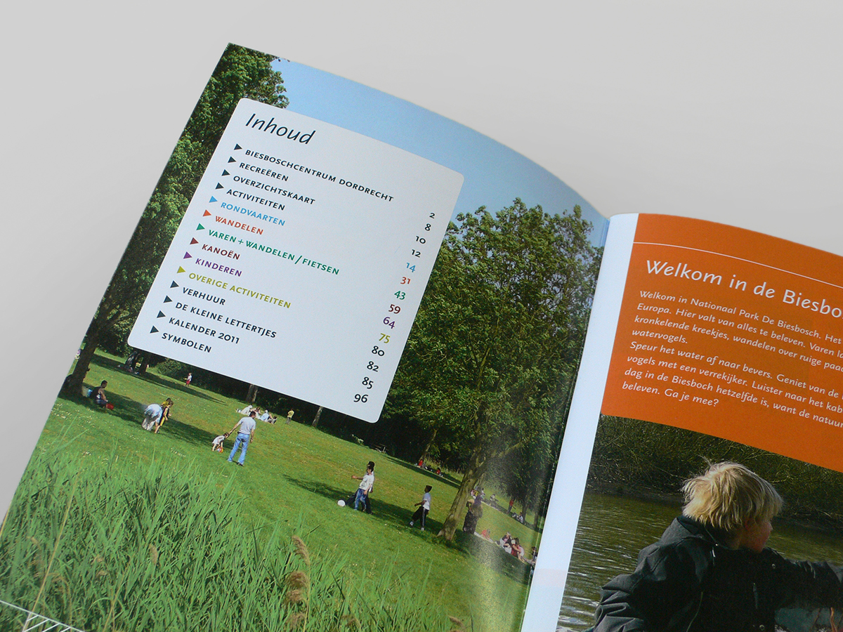 Park brochure biesbosch recreation recreation park Recreational Area Information Brochure Information Booklet program brochure Program activities brochure