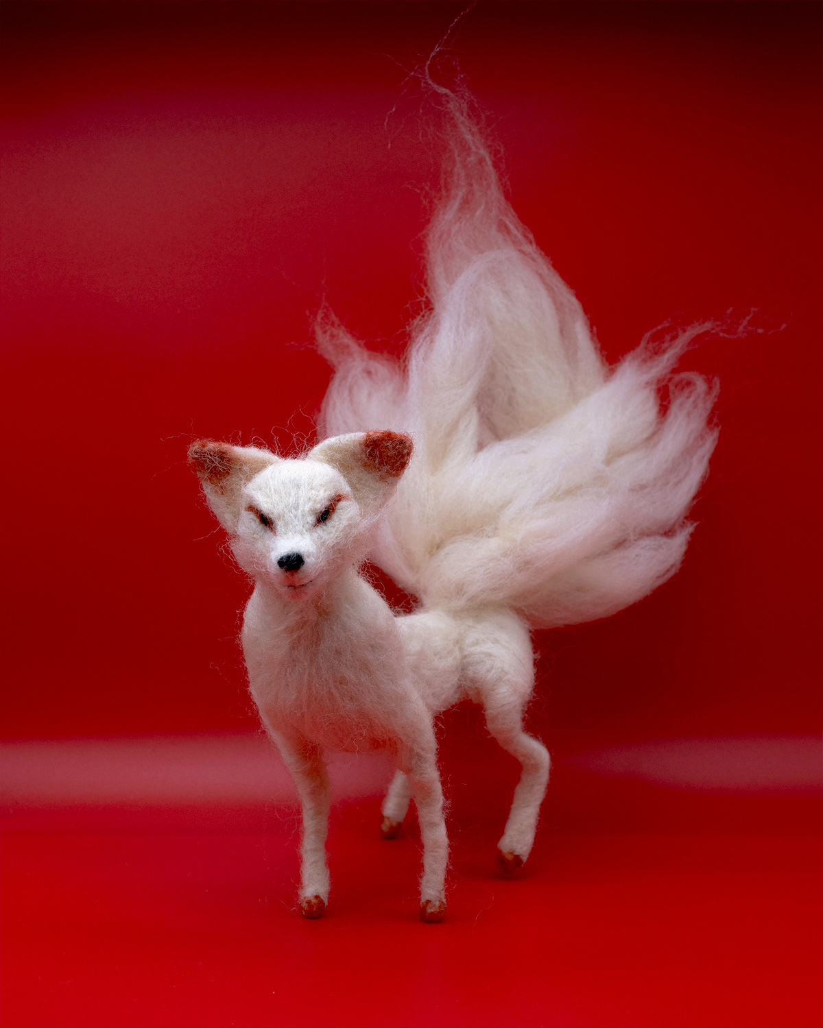 FOX kitsune Needle Felting nine-tail fox wool