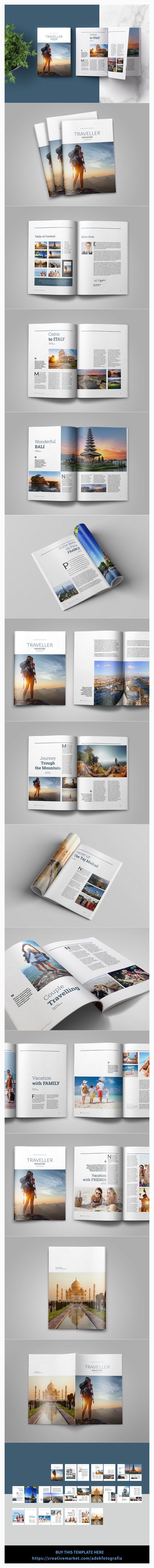 InDesign magazine template a4 us letter traveller magazine multipurpose template graphic design  photography magazine photo album
