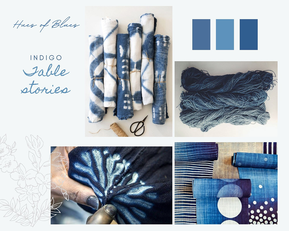 blue handmade Indigo shibori surface design textile tiedye