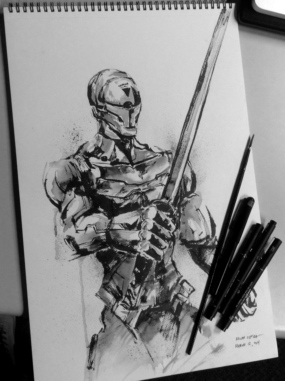 metal gear solid gray fox art ink Cifra Cyborg Hideo Kojima ninja