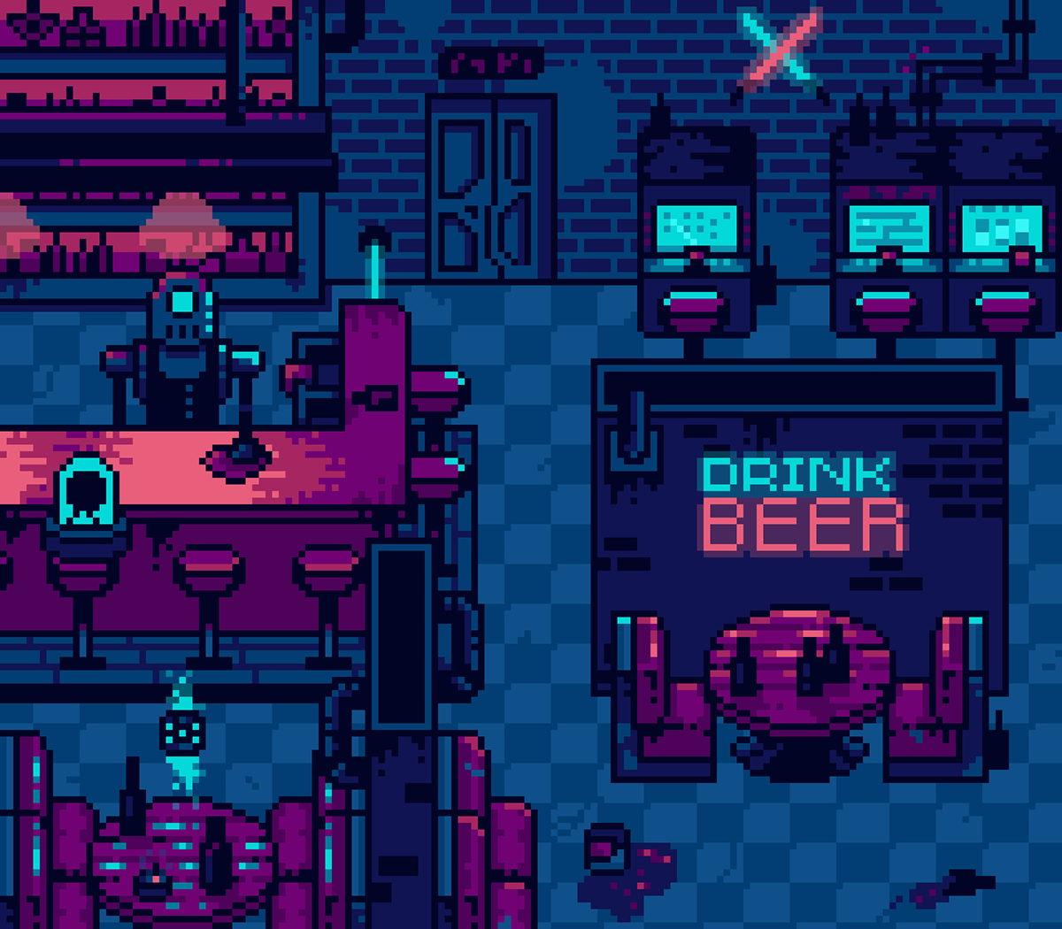 Cyberpunk Bar' - Pixel Art On Behance