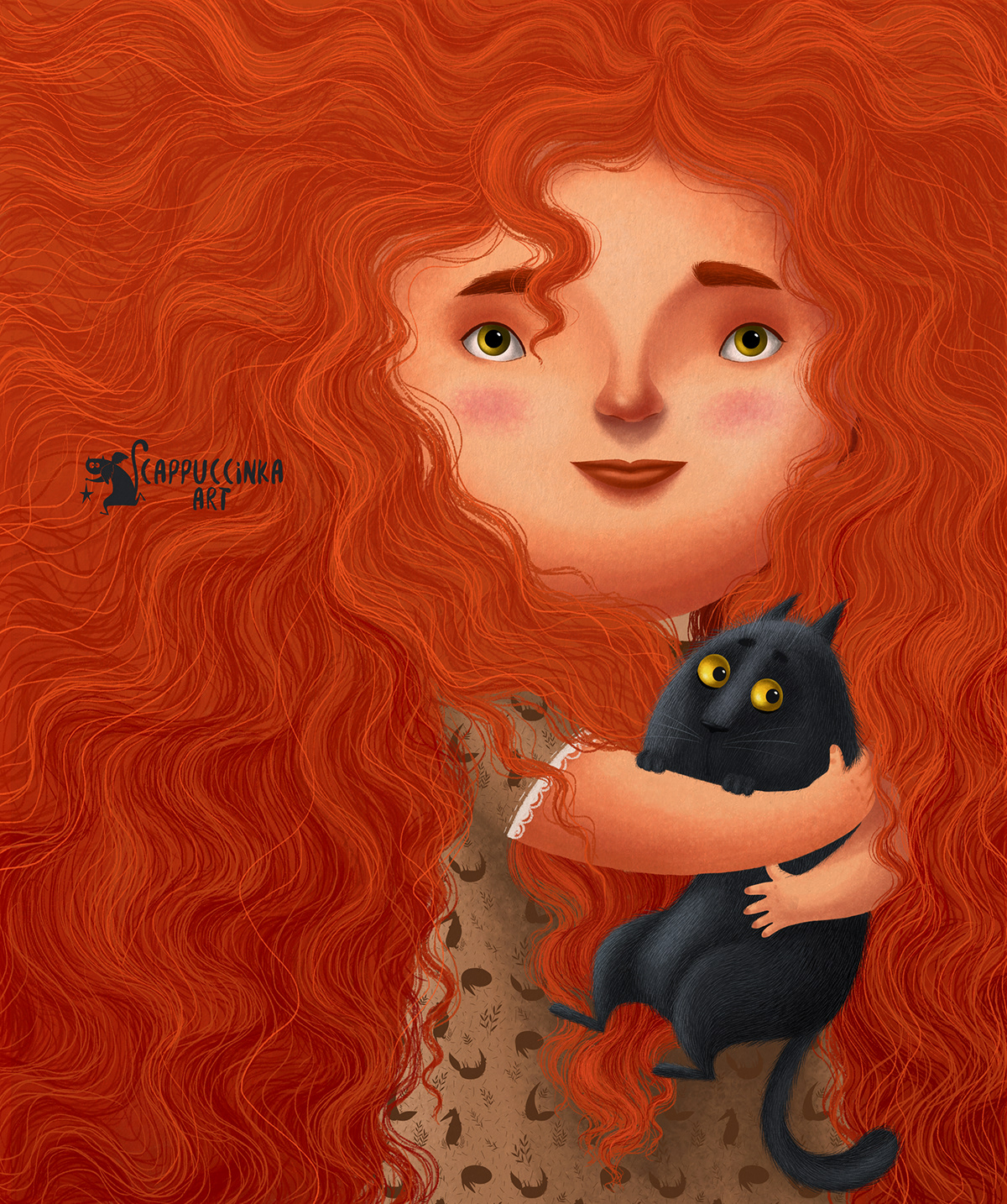 redhead girl Cat kitten baby девочка рыжая котенок кот