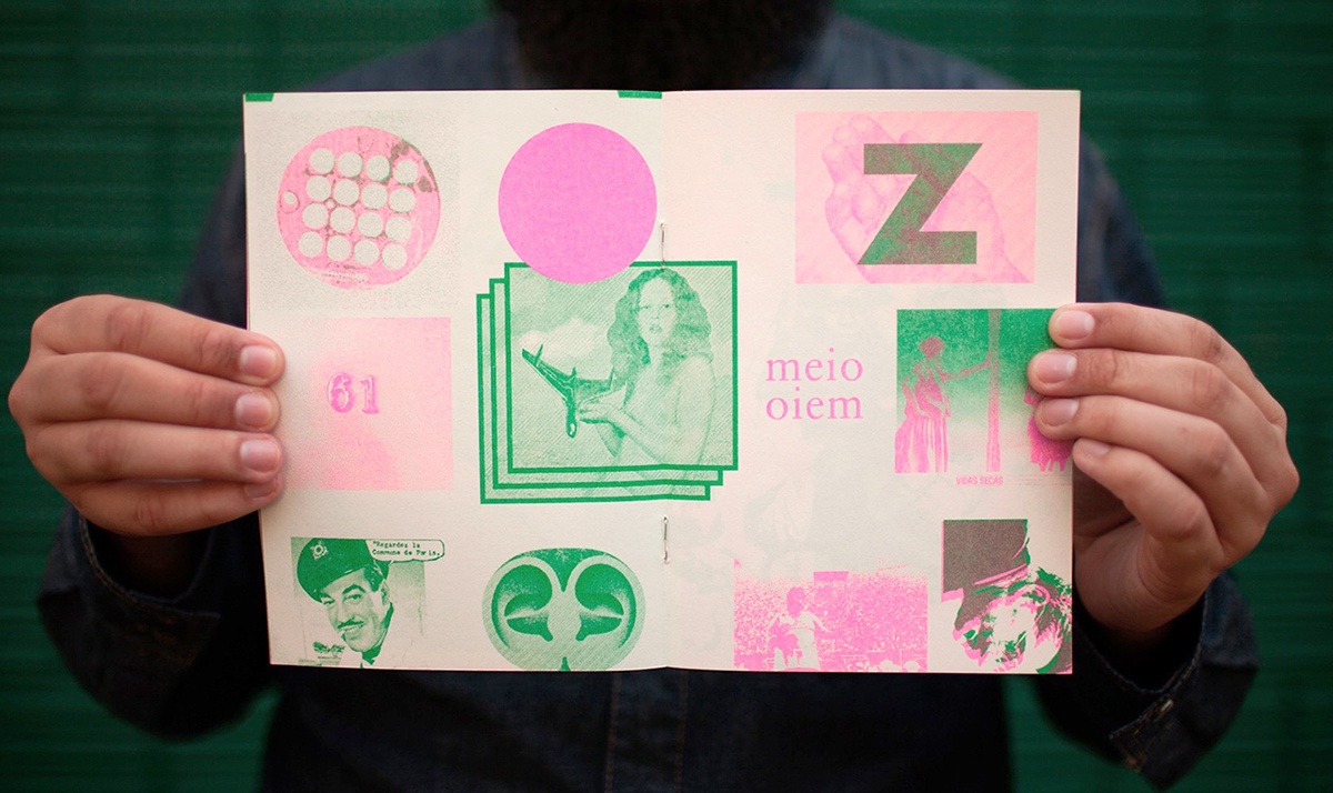 Zine  pink green gif risograph