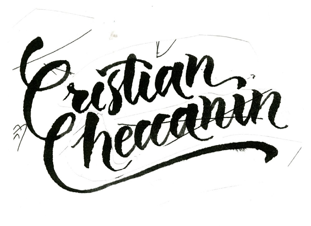 logotype design name Script brush pen lettering logo Logotype cristian checcanin brush brush script