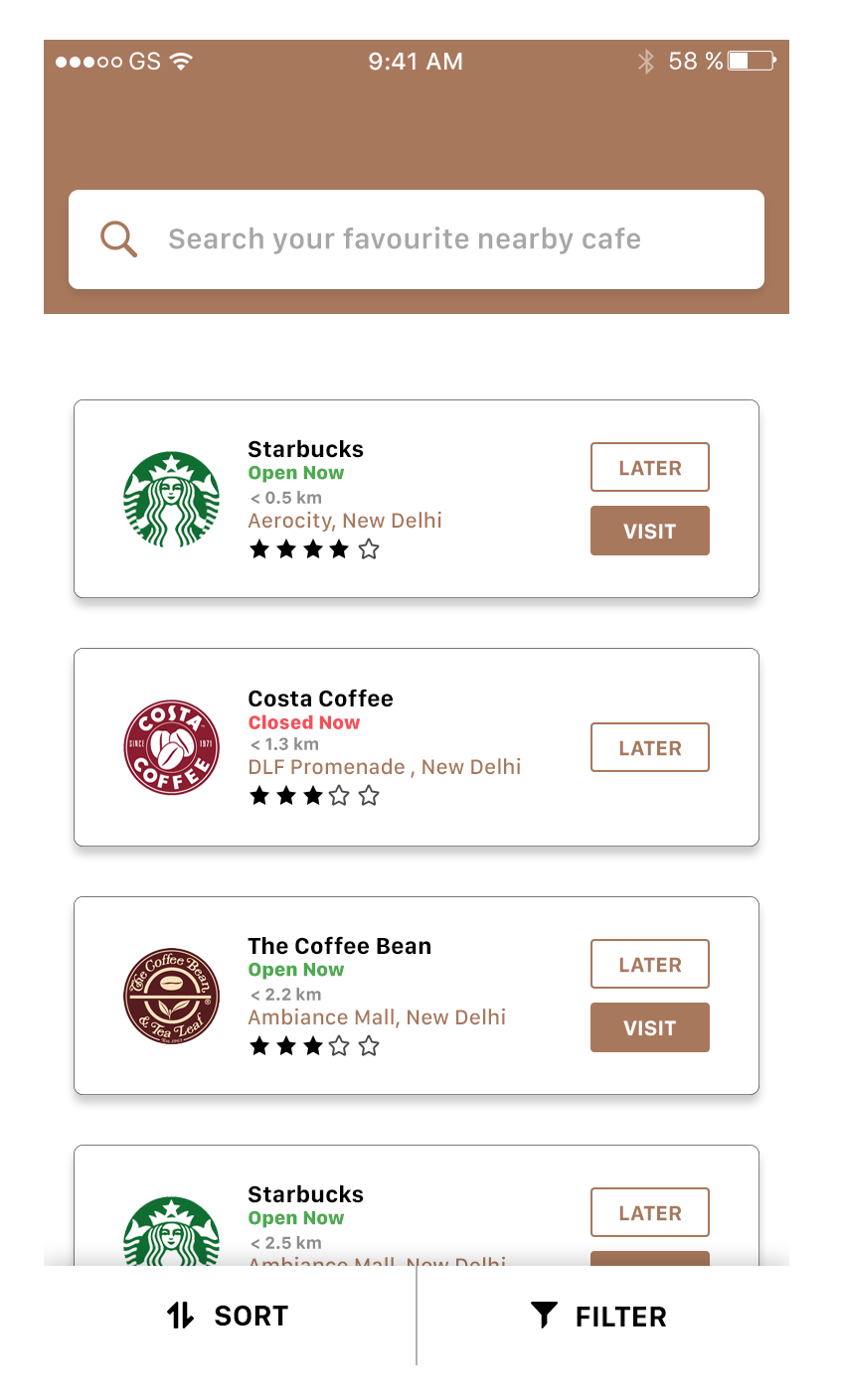 Interaction design  user interface user experience Coffee Near By