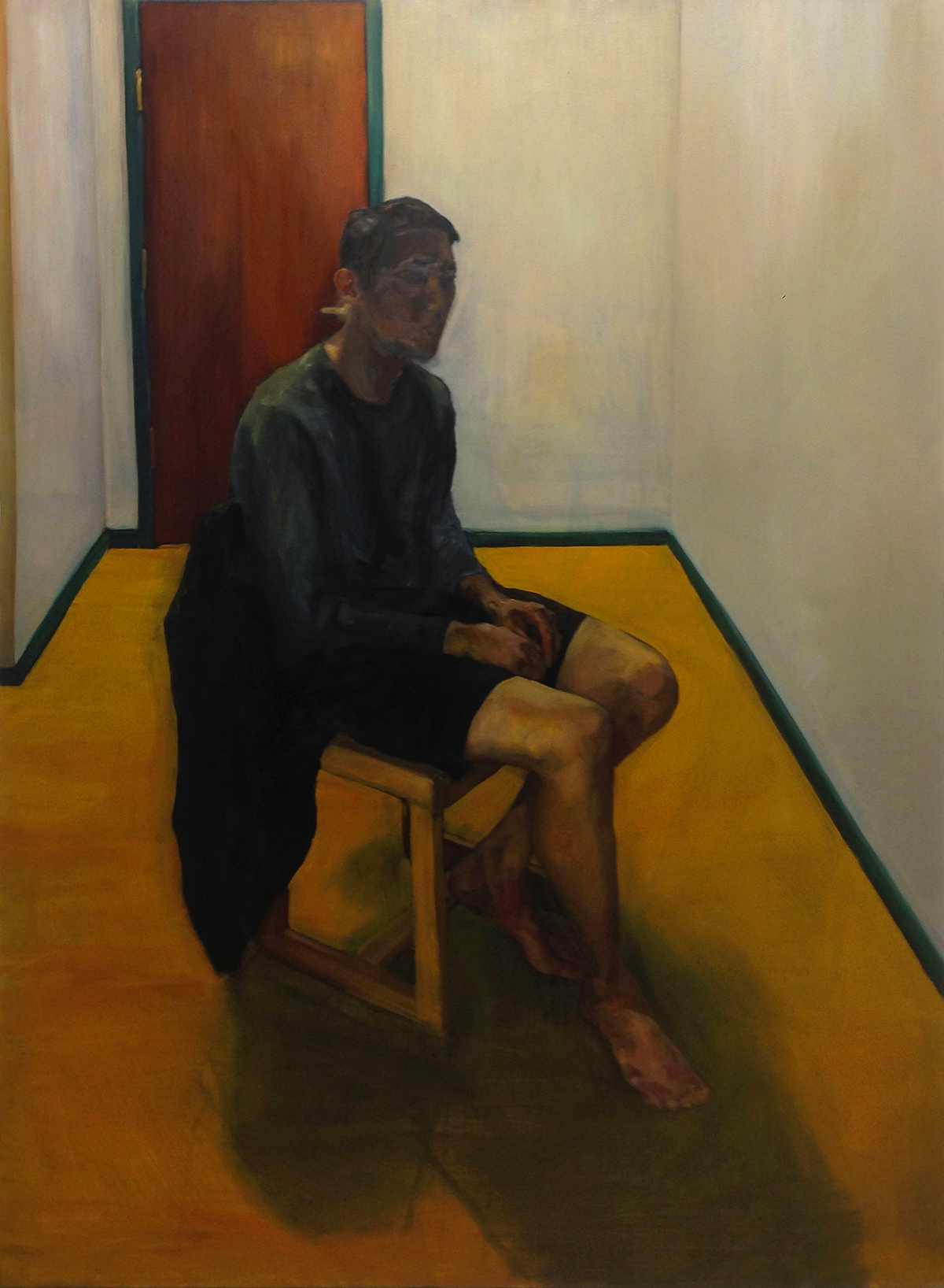 self portrait oil color chair glaze