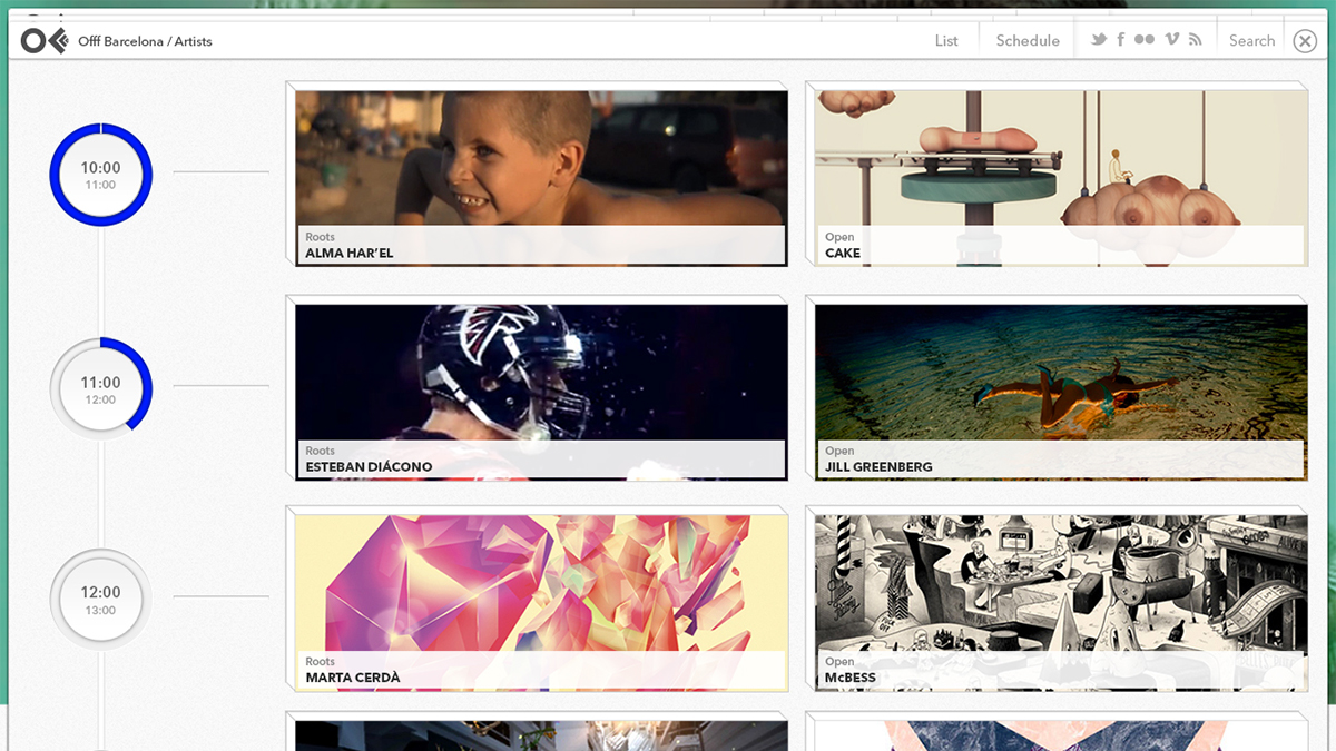 barcelona festival art Multimedia  identity OFFF app graphic design ux UI Web Website