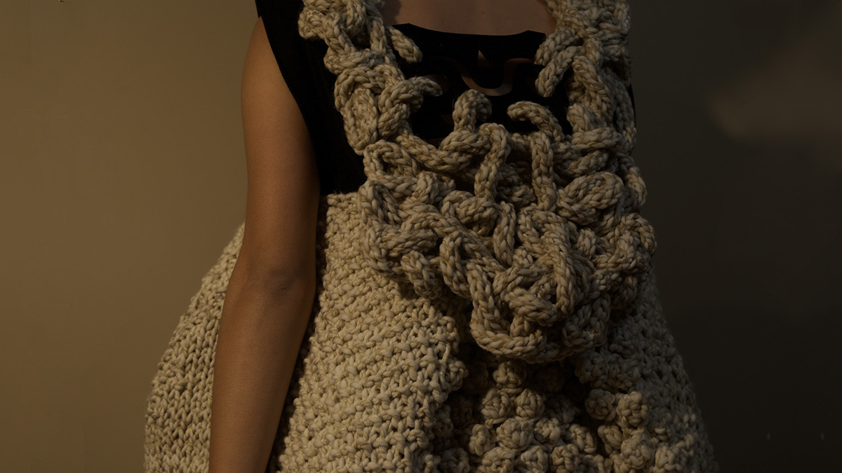 knit knitwear experimental knitwear 3D princess mononoke Studi Ghibli textures Hand-Knit   Photography  photshoot