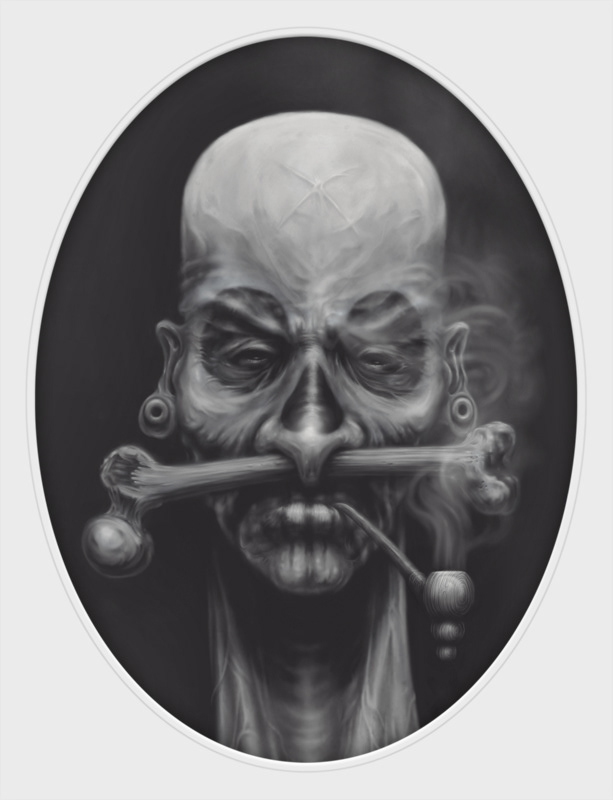 Digital Art  black and white Absurd dark digital painting painting   wacom beard pig zombie