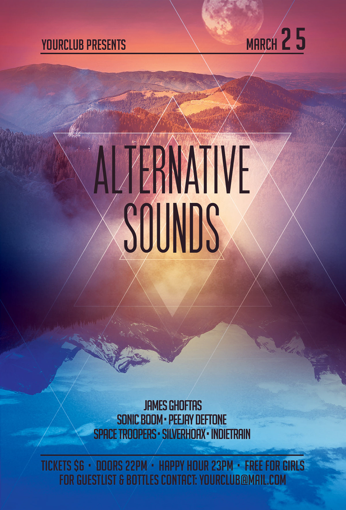 alternative ambiance band bleu club concert design fest festival flyer future FUTURISM futuristic gig indie