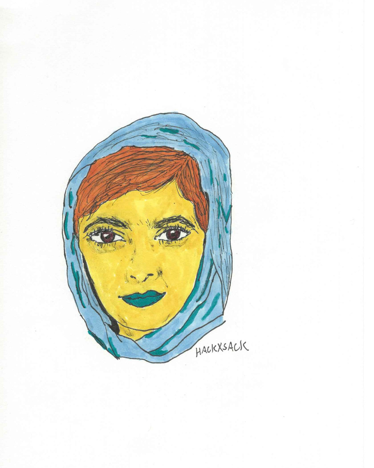 malala yousafzai hackxsack art activism women nobel drawing of Malala Warhol Style drawing of women