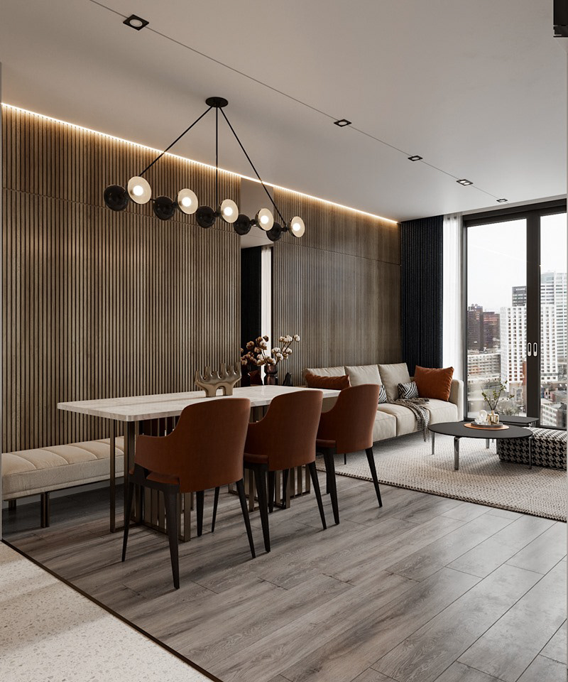 interior design  apartment living room dining room kitchen modern Render visualization 3ds max vray