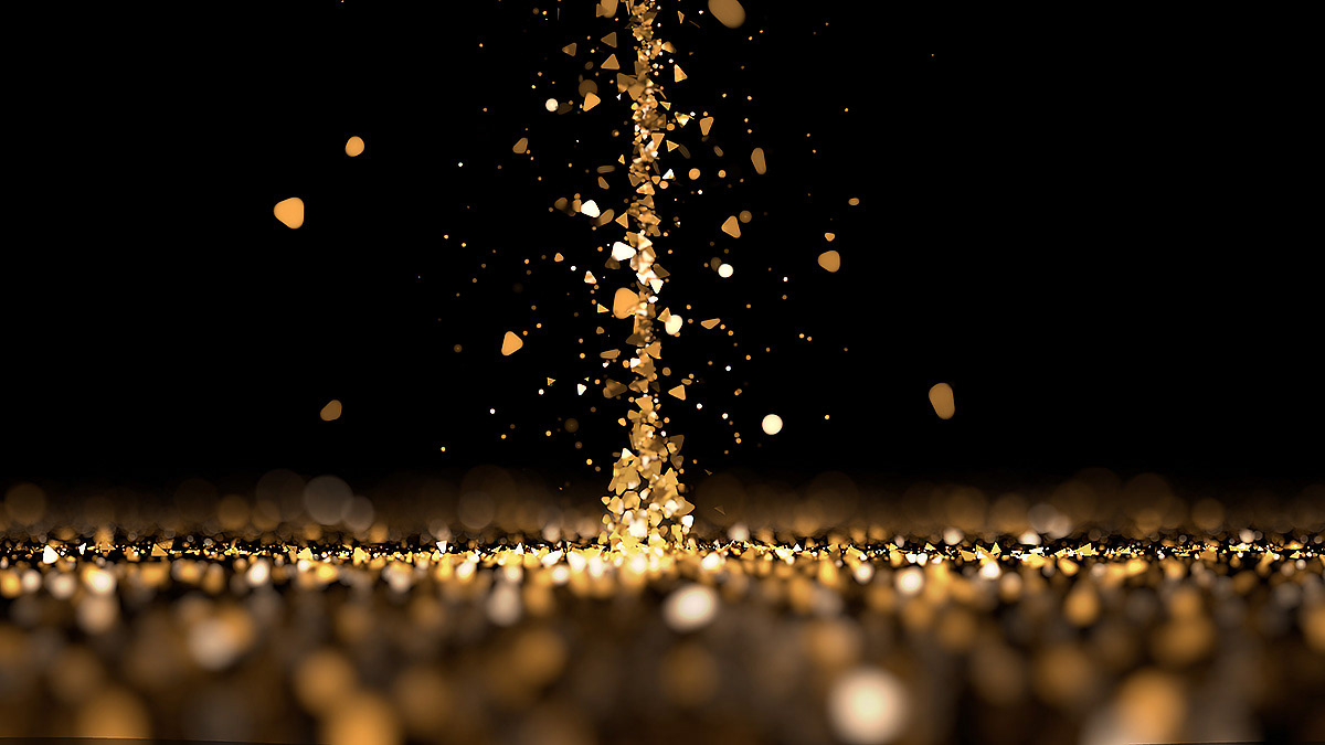 3D ILLUSTRATION  particle gold black background wallpaper night Holiday Christmas