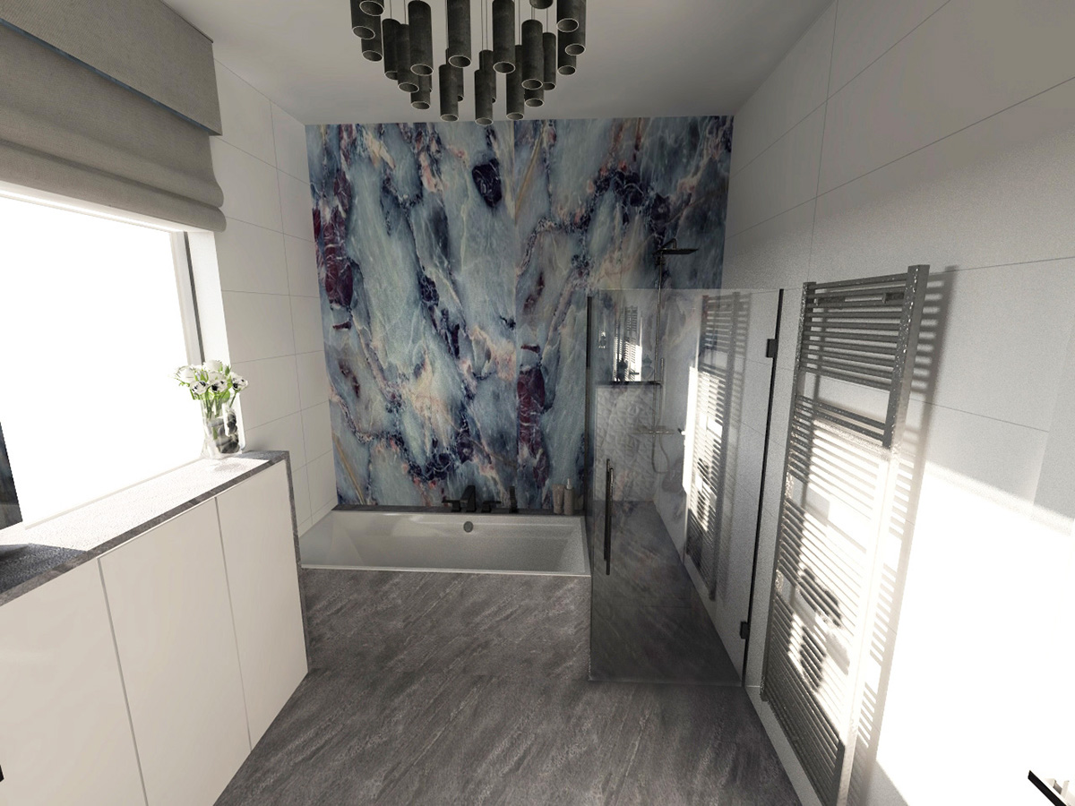 bathroom LOFT slab Blue Marble 3D tiles stone elegant wood tiles  ghost Wire chair