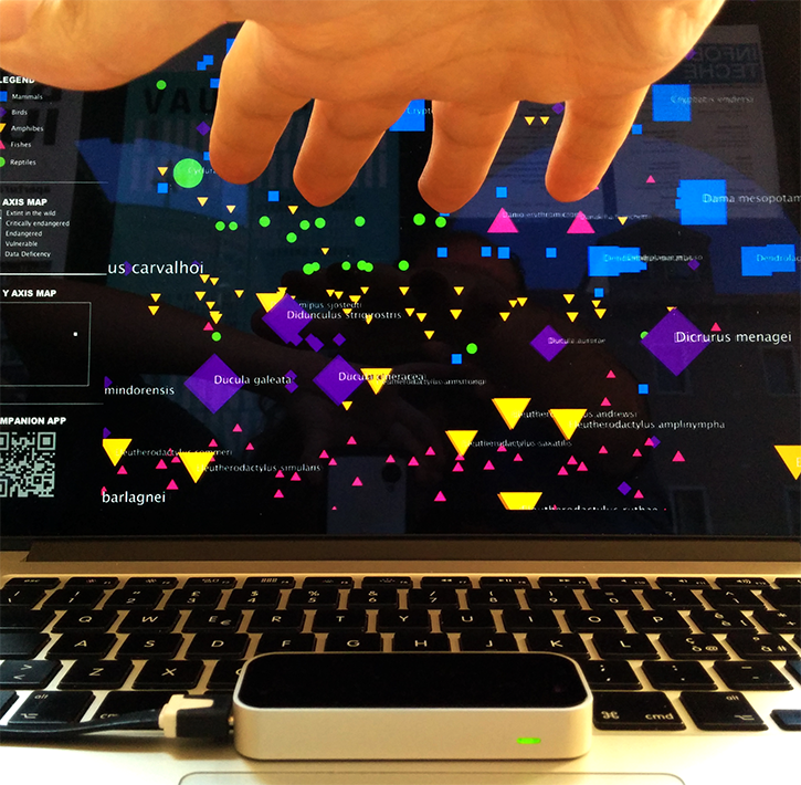 leapmotion interactive abstract sound iucn red list endangered animals extintion max/msp processing data visualization geometry