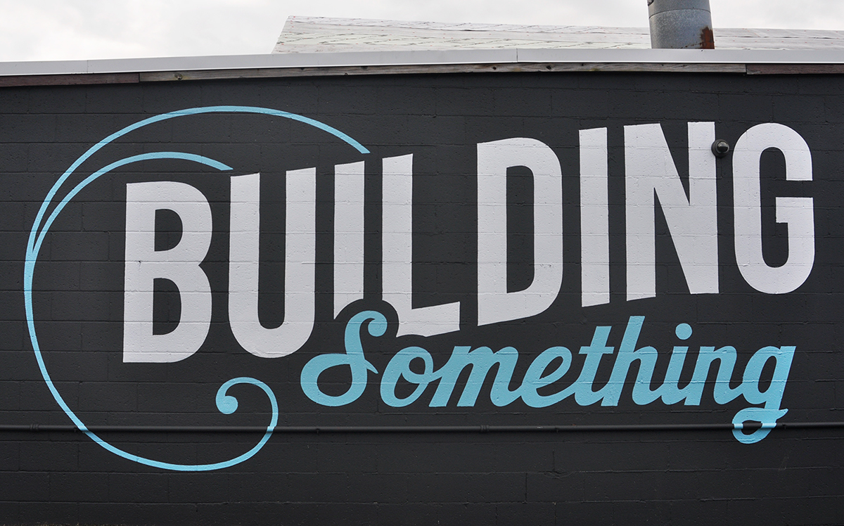 lettering sign painting one shot Mural louisville city community