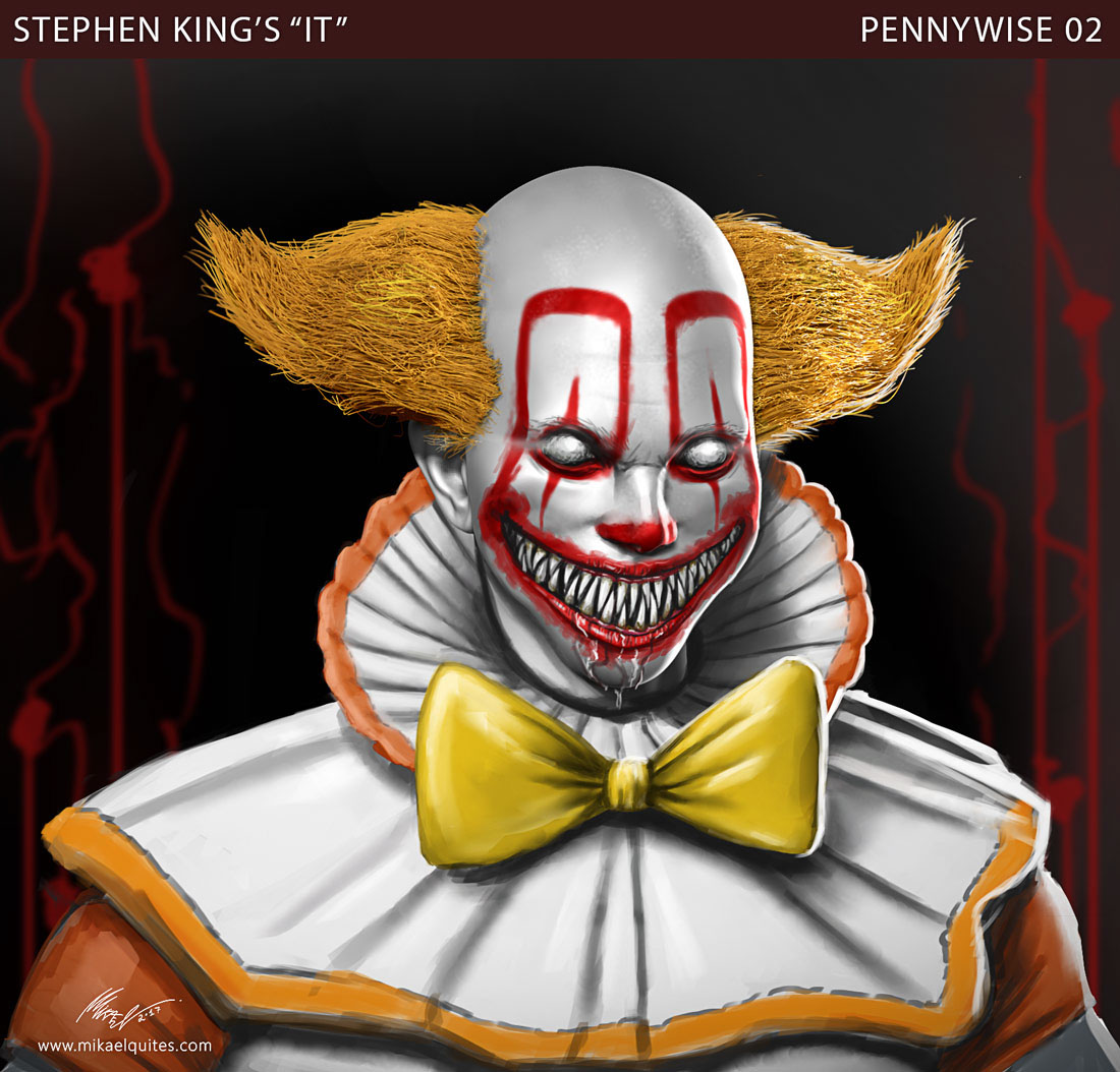 Character horror clown IT Stephen King pennywise ILLUSTRATION CG evil clown...