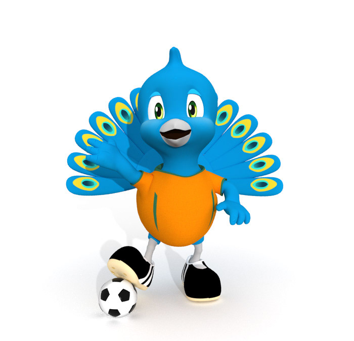 Pavolino party 3D Character Mascot peacock brochure