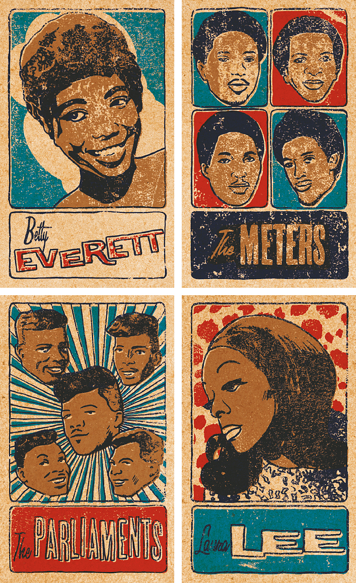 soul Funk trading cards James Brown Isley Brothers R&B The Meters  Howard Tate Vandellas sixties