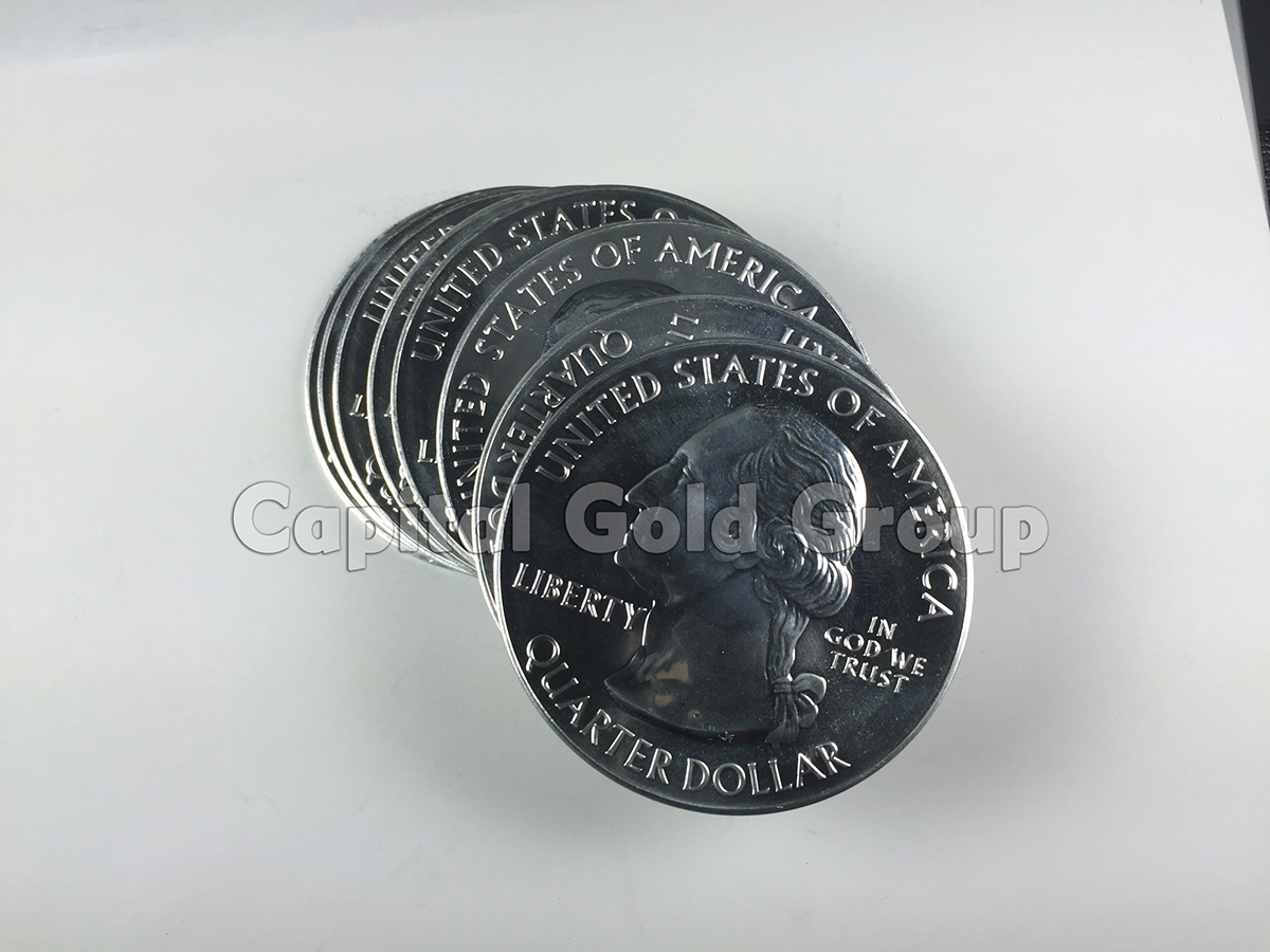 Silver Coin five ounce coin america the beautiful Buy Silver Coins invest in silver Capital Gold Group collectible coin coin collectors Silver investment buy collectible coins buy US coins buy U.S. coins precious metals precious metals firm large silver coin