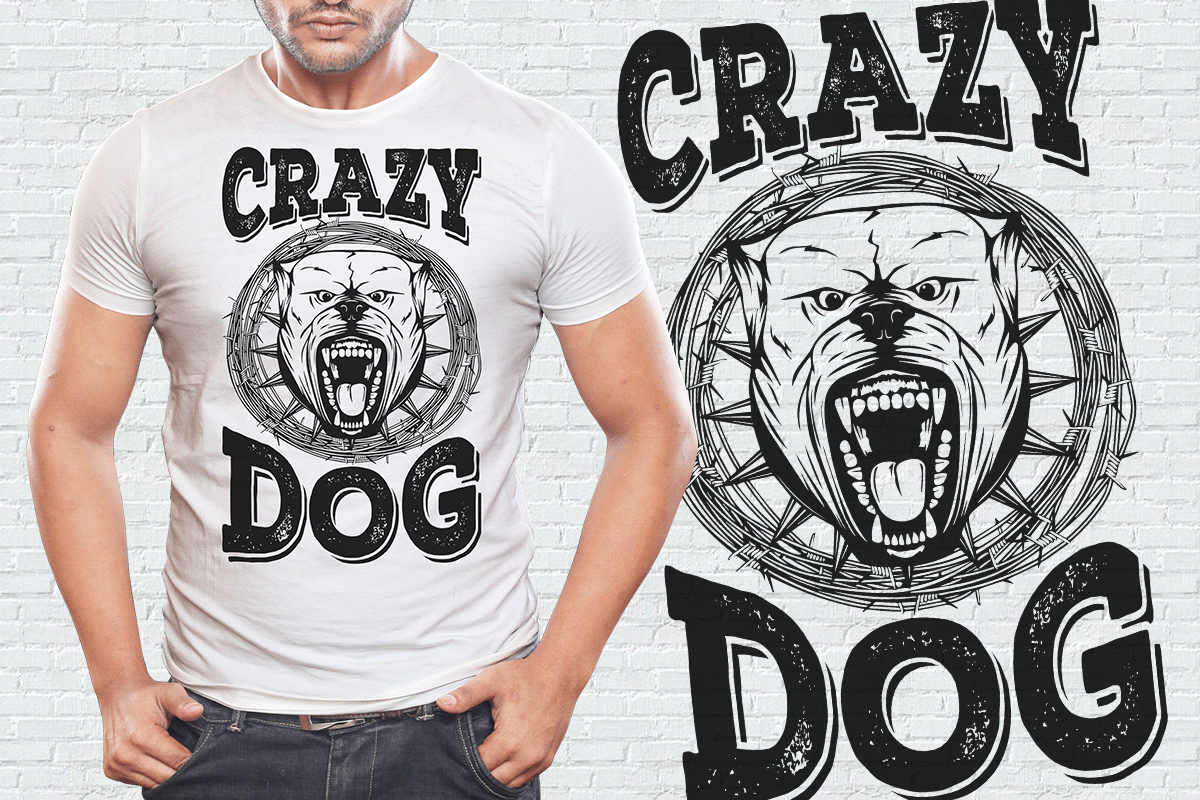T-shirts design idea #132: Crazy Dog Tshirt Design on Behance