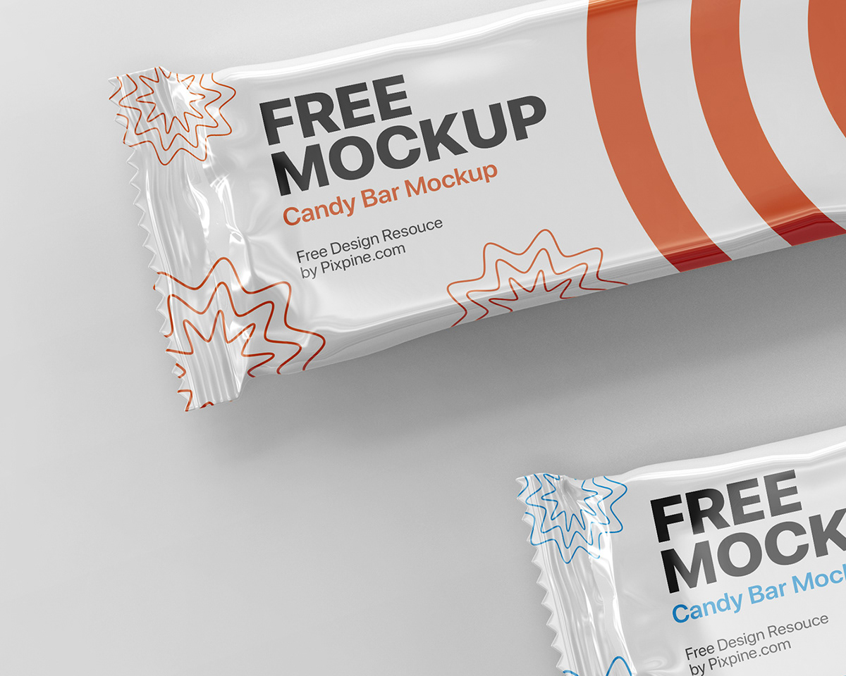 branding  candy bar chocolate bar design foil free mockup  glossy Packaging psd template snacks