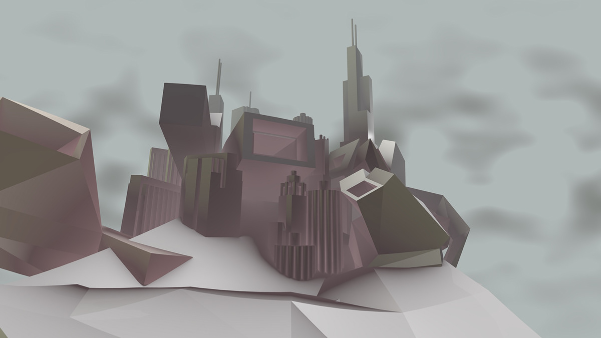 blender 3d modeling 3D chicago city alternative reality escape trap light dark