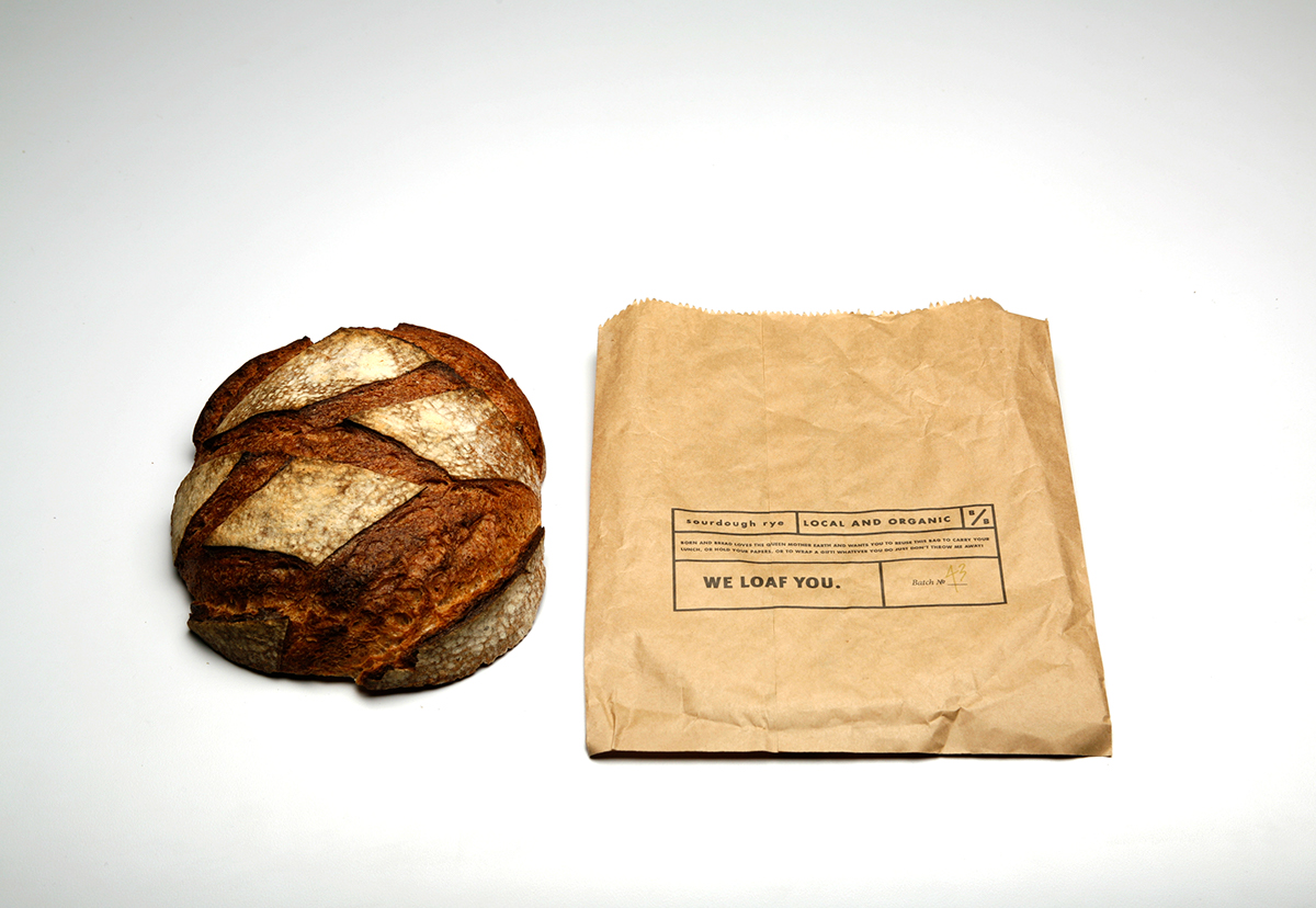 bread farm Sustainability logo brand pattern black craft paper bag drawstring bag screen print TWINE texture