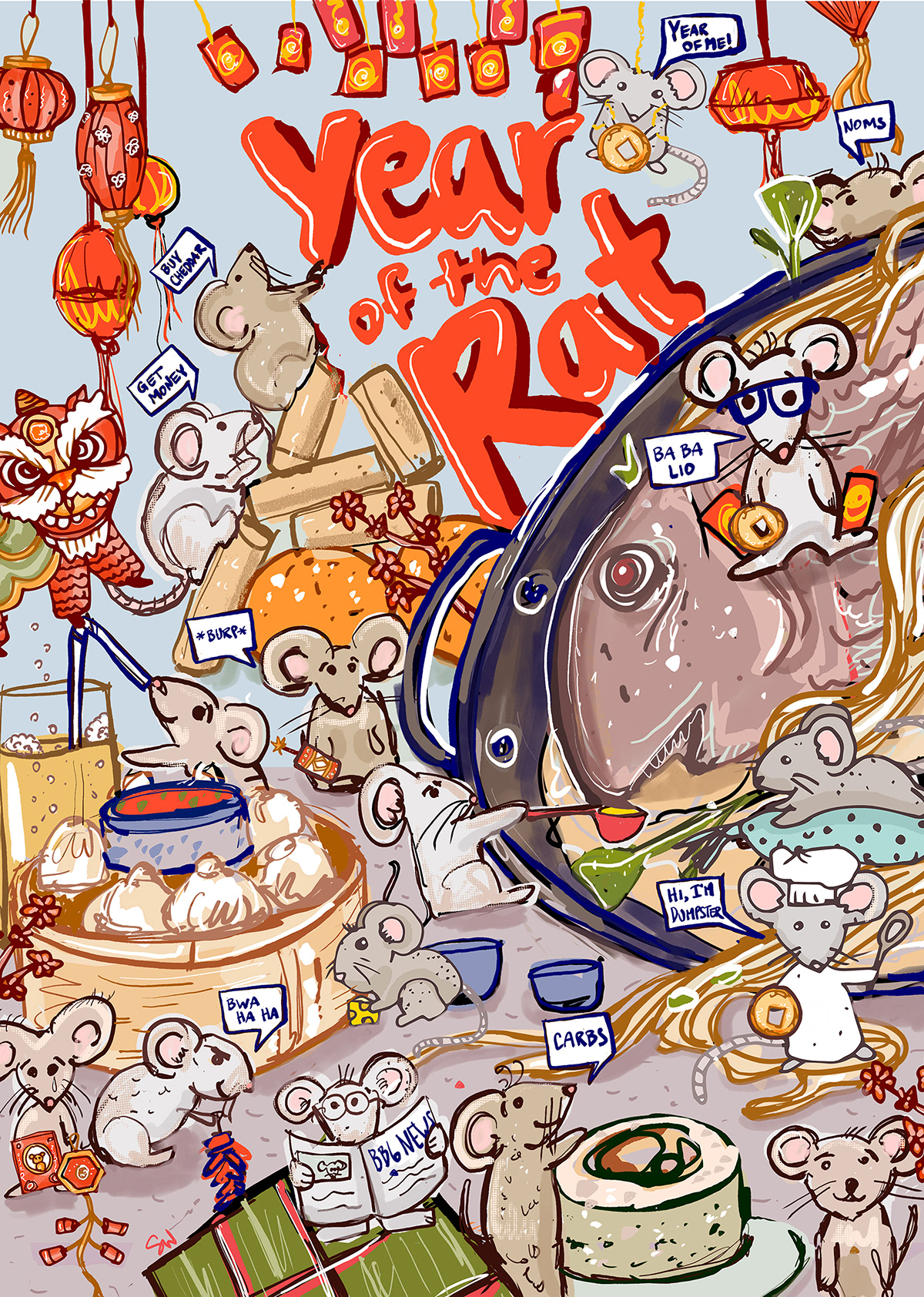 branding  cute animals food illustrations logo menu design Ocean red white blue restaurant taiwanese whimsical