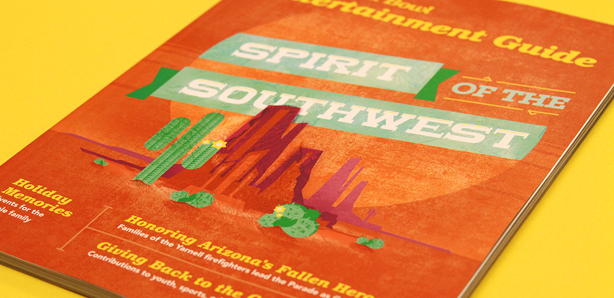 redducky Fiesta Bowl watercolor southwest arizona parade magazine cover design Canyons vector texture