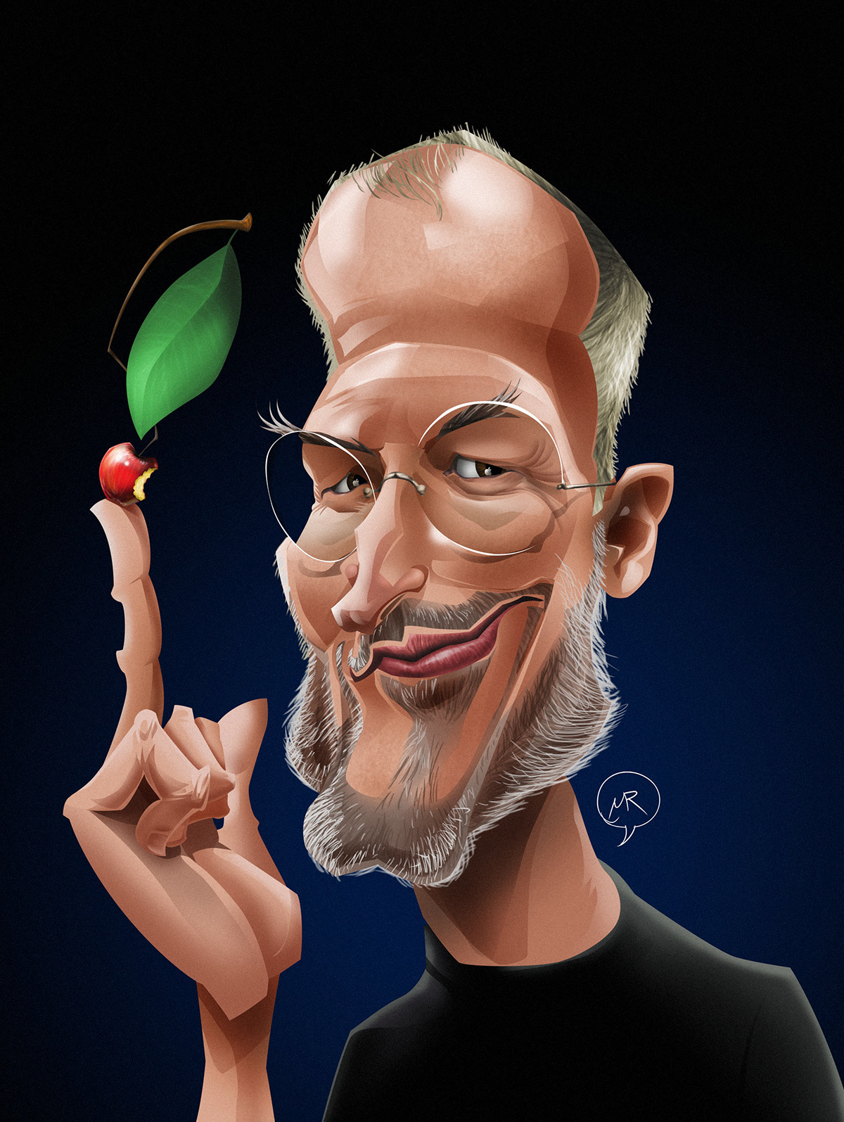 Steve Jobs portrait caricature   digital