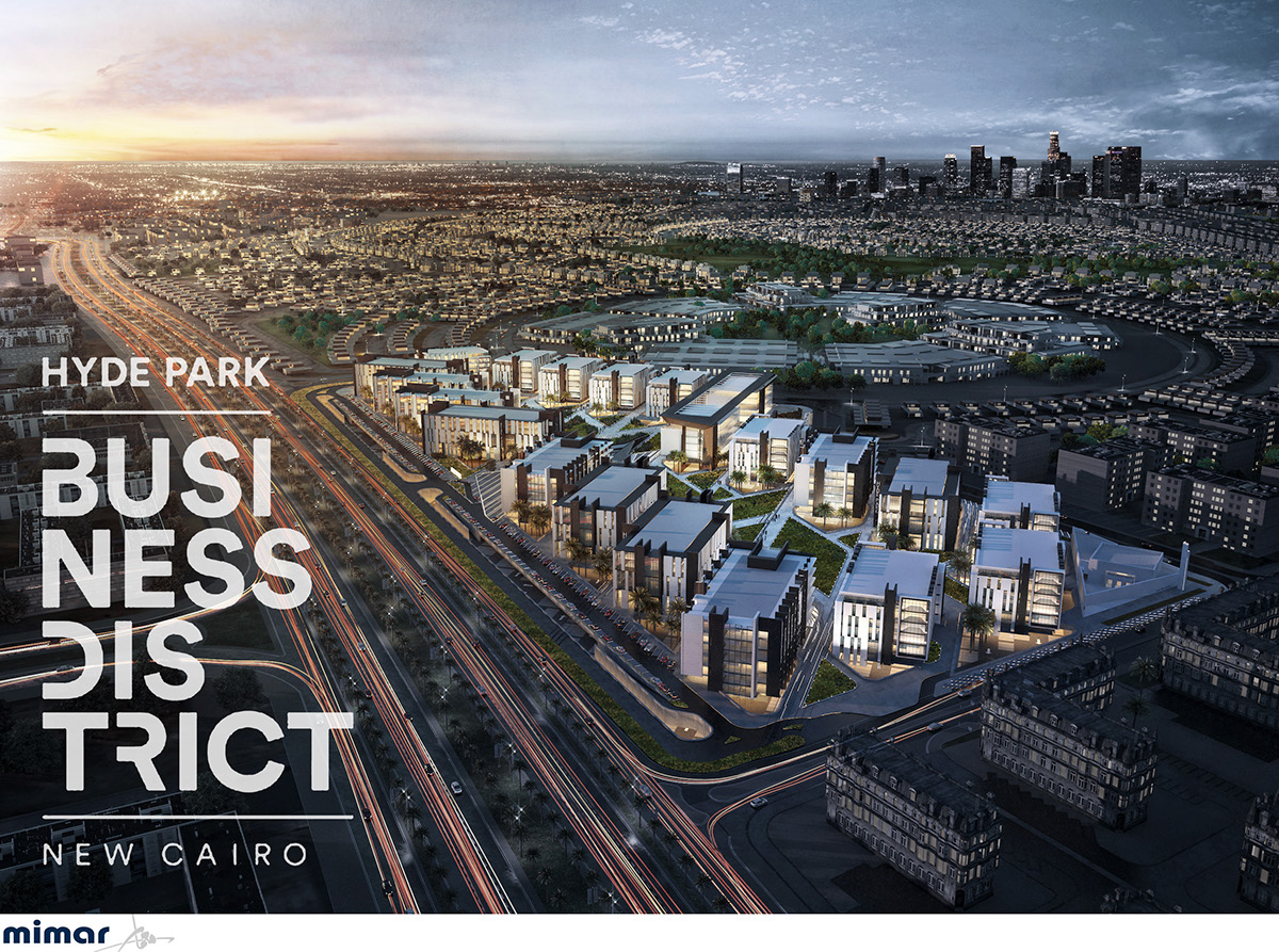 architecture Urban Landscape offices business cairo CGI visualisation egypt night