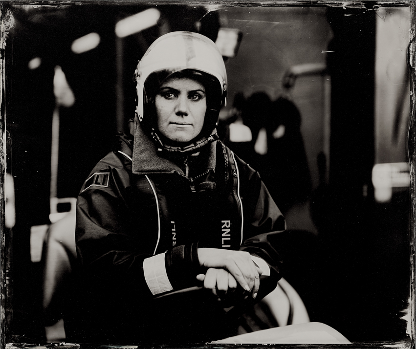 RNLI women lifeboat woman female crew volunteer maritime nautical lifesavers East Anglia sea portrait wet plate collodion