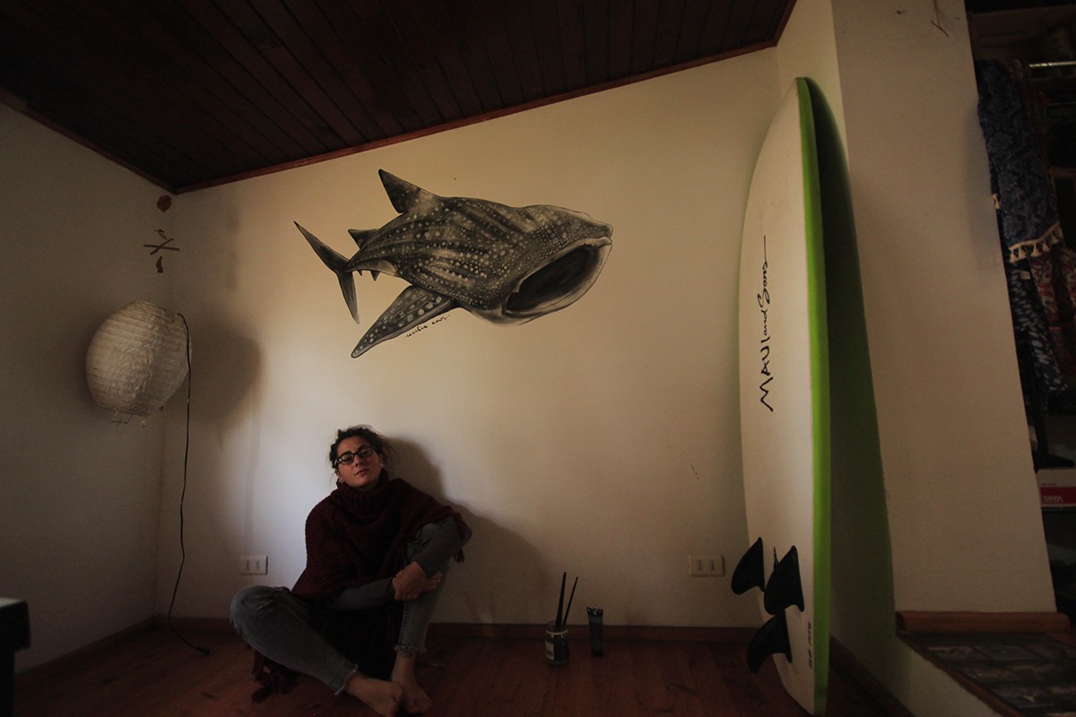 Whale shark black acrylic wall