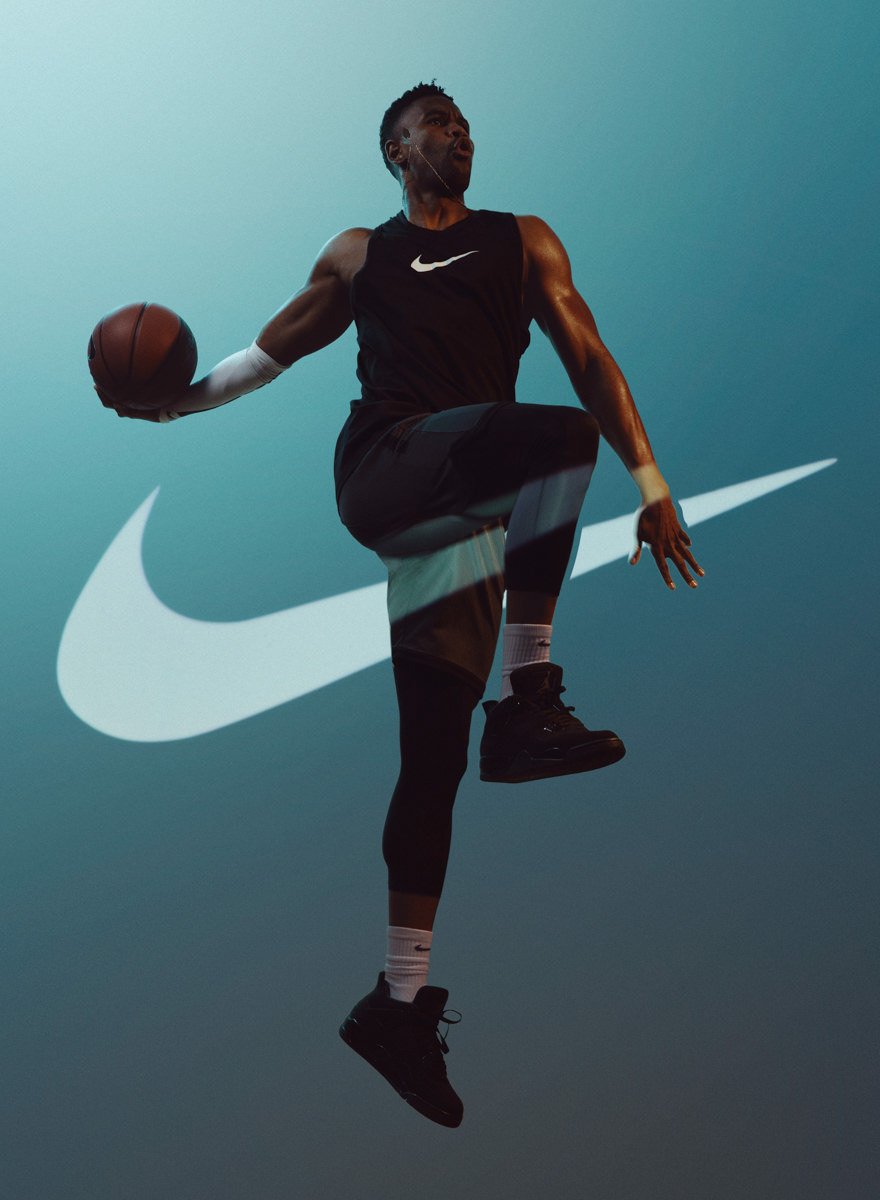 Advertising  athlete basketball bw color DUNK jordan Nike Projector studio