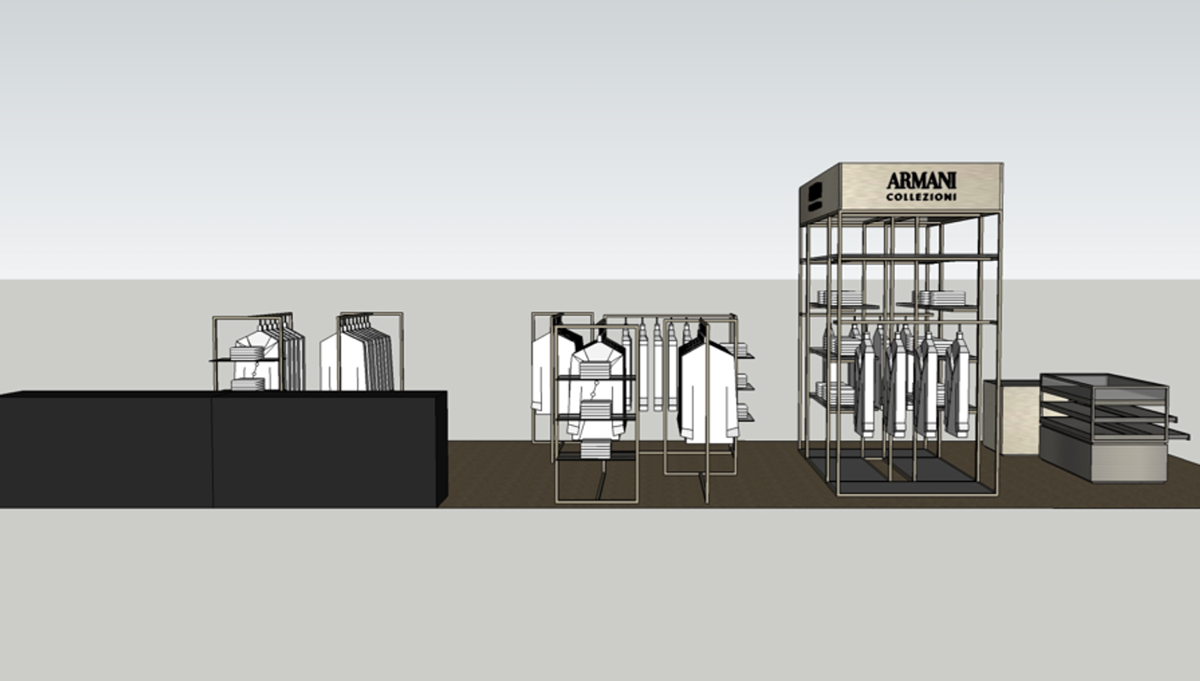 store development Store layout 3D visualizations Giorgio Armani intern