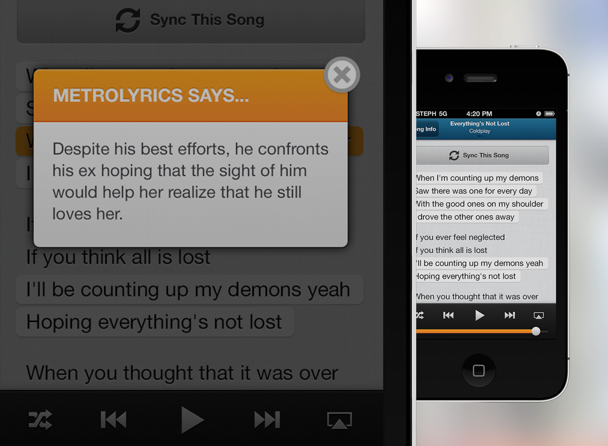 app mobile iphone Lyrics songs iPad