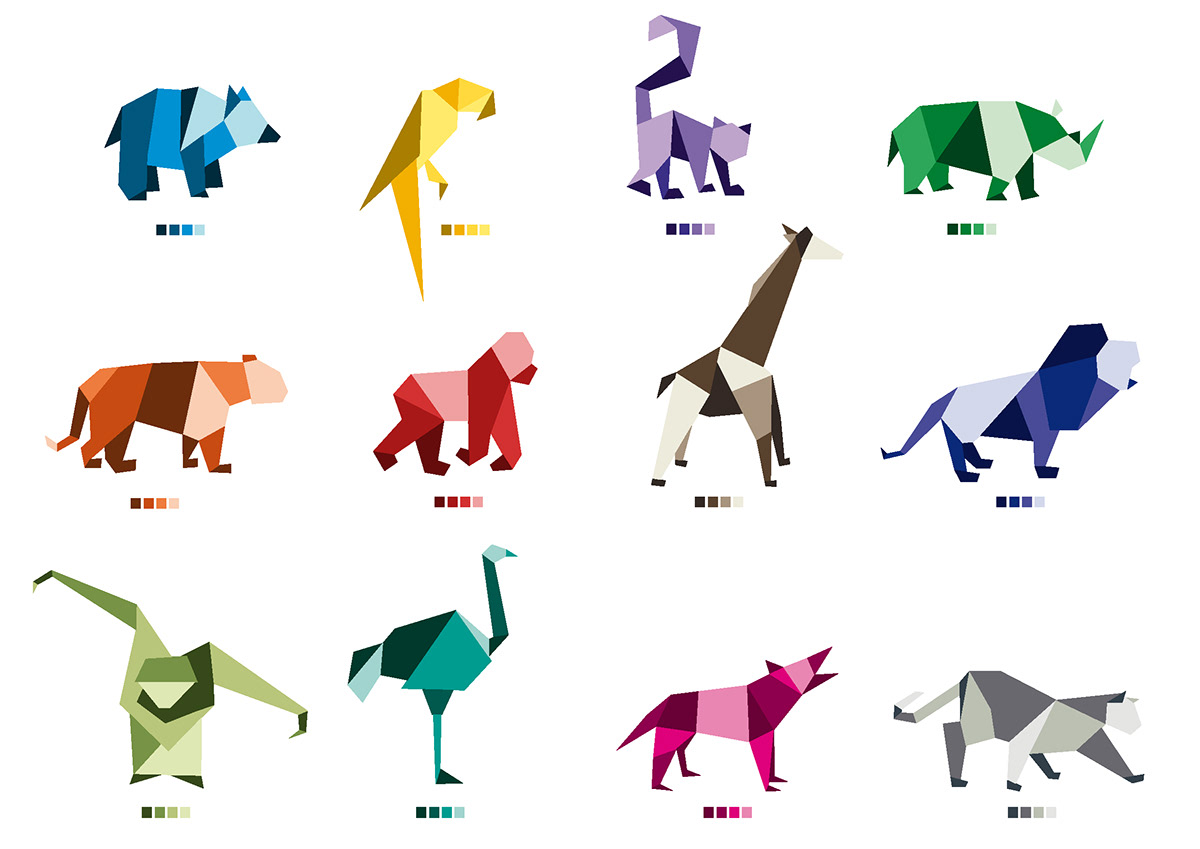 parc zoologique zoo graphic design identity logo origami  Signage
